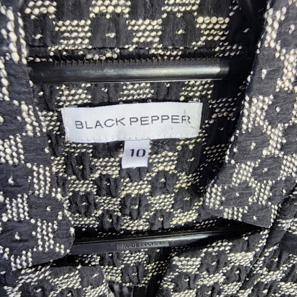 BLACK PEPPER winter jacket size 10 black white warm short bomber blazer - Picture 4 of 13